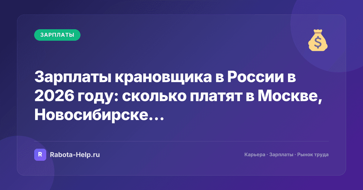 Зарплаты крановщика в России в 2026 году: сколько платят в Москве, Новосибирске и других городах